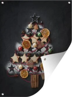 Sapin De Noël En Biscuit Affiche De Jardin En Vrac 120x160 Cm - Toile De Jardin / Toile D'extérieur / Peintures D'extérieur (décoration De Jardin) XXL / Groot Format!