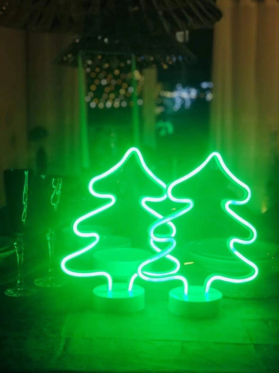 Veilleuse à LED - Lampe De Décoration à Piles Pour La Maison - Fête De Mariage De Noël - Chambre à Coucher - Arbre Vert 5 Veilleuse à LED - Lampe De Décoration à Piles Pour La Maison - Fête De Mariage De Noël - Chambre à Coucher - Arbre Vert – Image 3