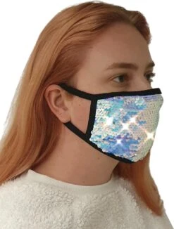 Masque Buccal Paillettes - Lavable - Réutilisable - Hologramme - Colorant - Masque Buccal - Paillettes - Ajustable - 2 Couches - Coton & Paillettes - Noël - Sinterklaas