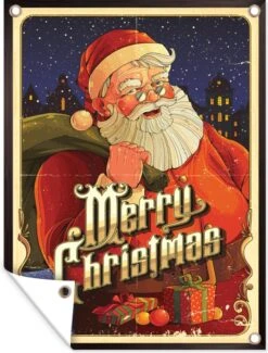 Affiche De Noël Vintage Avec Affiche De Jardin Du Père Noël En Vrac 60x80 Cm - Toile De Jardin / Toile D'extérieur / Peintures Pour L'extérieur (décoration De Jardin) -Jingle Bells Boutique 912x1200 7