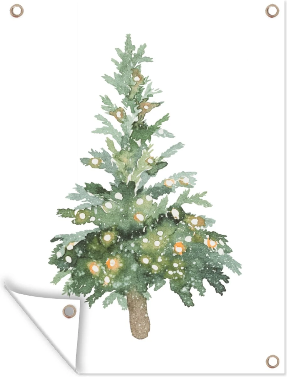 Affiche De Jardin - Illustration Aquarelle D'un Sapin De Noël Avec Des Lumières - 90x120 Cm 10 Affiche De Jardin - Illustration Aquarelle D'un Sapin De Noël Avec Des Lumières - 90x120 Cm – Image 8