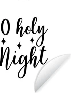 Citation De Noël O Sainte Nuit Avec Un Fond Blanc Sticker Mural Cercle Mural - 100x100 Cm - Peinture Ronde - Cercle De Papier Peint - Cercle Mural - Cercle Vivant - Autocollant