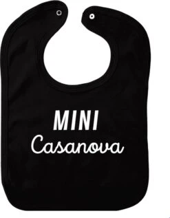 Bavoir Mini Casanova - Zwart - Cadeau De Maternité - Cadeau De Baby Shower - Noël - Révélation Du Genre - Saint-Nicolas - Enceinte - Naissance - Bavoir Avec Bouton Poussoir