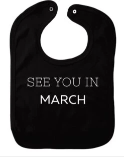 Bavoir De Mars - Zwart - Cadeau De Maternité - Cadeau De Babyshower - Noël - Révélation Du Genre - Saint-Nicolas - Enceinte - Naissance - Bavoir Avec Bouton Poussoir