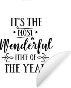 Citation De Noël C'est La Période La Plus Merveilleuse De L'année Sur Fond Blanc Sticker Papier Peint Cercle Mural - 50x50 Cm - Peinture Ronde - Cercle Papier Peint - Cercle Mural - Cercle Vivant - Autocollant Et Découpe Ronde