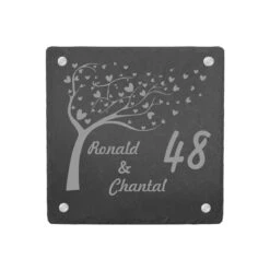 Plaque Signalétique Arbre En Ardoise Avec Hartjes / Astuce Cadeau Sinterklaas Ou Noël !! / Plaque Nominative Personnalisée / Format 20 X 20 Cm. / Avec Matériel De Montage En Acier Inoxydable / Porte D'entrée / Numéro De Maison / Gravure Cadeau -Jingle Bells Boutique 1193x1200