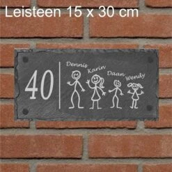 Plaque Signalétique En Ardoise Famille Rectangle | Personnalisé | 15 X 30 Cm. | Matériel De Montage Inclus | Porte D'entrée | Numéro De La Rue | Sinterklaas Ou Conseil Cadeau De Noël !!!