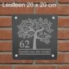 Plaque Signalétique Slate Family Tree / Plaque Signalétique Personnalisée / Taille 20 X 20 Cm. / Matériel De Montage En Acier Inoxydable Inclus / Porte D'entrée / Numéro De Maison / Gravure Cadeau / Astuce Cadeau Sinterklaas Ou Noël !!