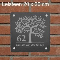 Plaque Signalétique Slate Family Tree / Plaque Signalétique Personnalisée / Taille 20 X 20 Cm. / Matériel De Montage En Acier Inoxydable Inclus / Porte D'entrée / Numéro De Maison / Gravure Cadeau / Astuce Cadeau Sinterklaas Ou Noël !!