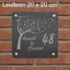 Plaque Signalétique Arbre En Ardoise Avec Hartjes / Astuce Cadeau Sinterklaas Ou Noël !! / Plaque Nominative Personnalisée / Format 20 X 20 Cm. / Avec Matériel De Montage En Acier Inoxydable / Porte D'entrée / Numéro De Maison / Gravure Cadeau