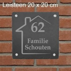 Plaque Signalétique Slate House / Plaque Signalétique Personnalisée / Taille 20 X 20 Cm. / Matériel De Montage En Acier Inoxydable Inclus / Porte D'entrée / Numéro De Maison / Gravure Cadeau / Astuce Cadeau Sinterklaas Ou Noël !!